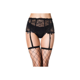 Porte jarretelles dentelle noire avec noeuds satinés 